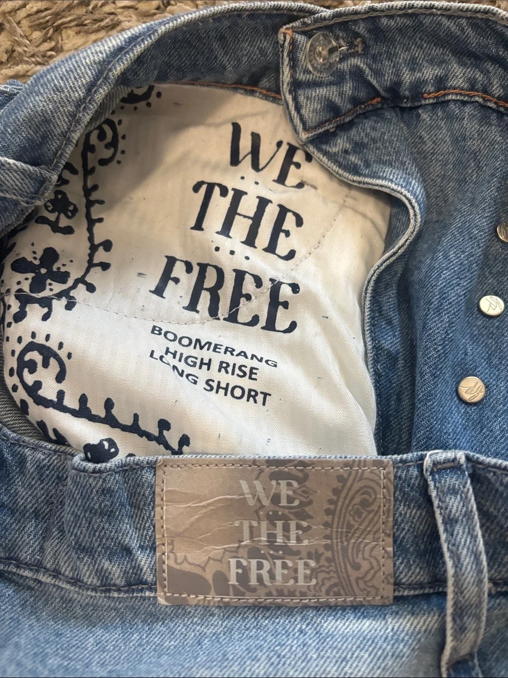 We The Free Boomerang High Rise Long Short Light Wash Frayed Denim Cutoff Shorts